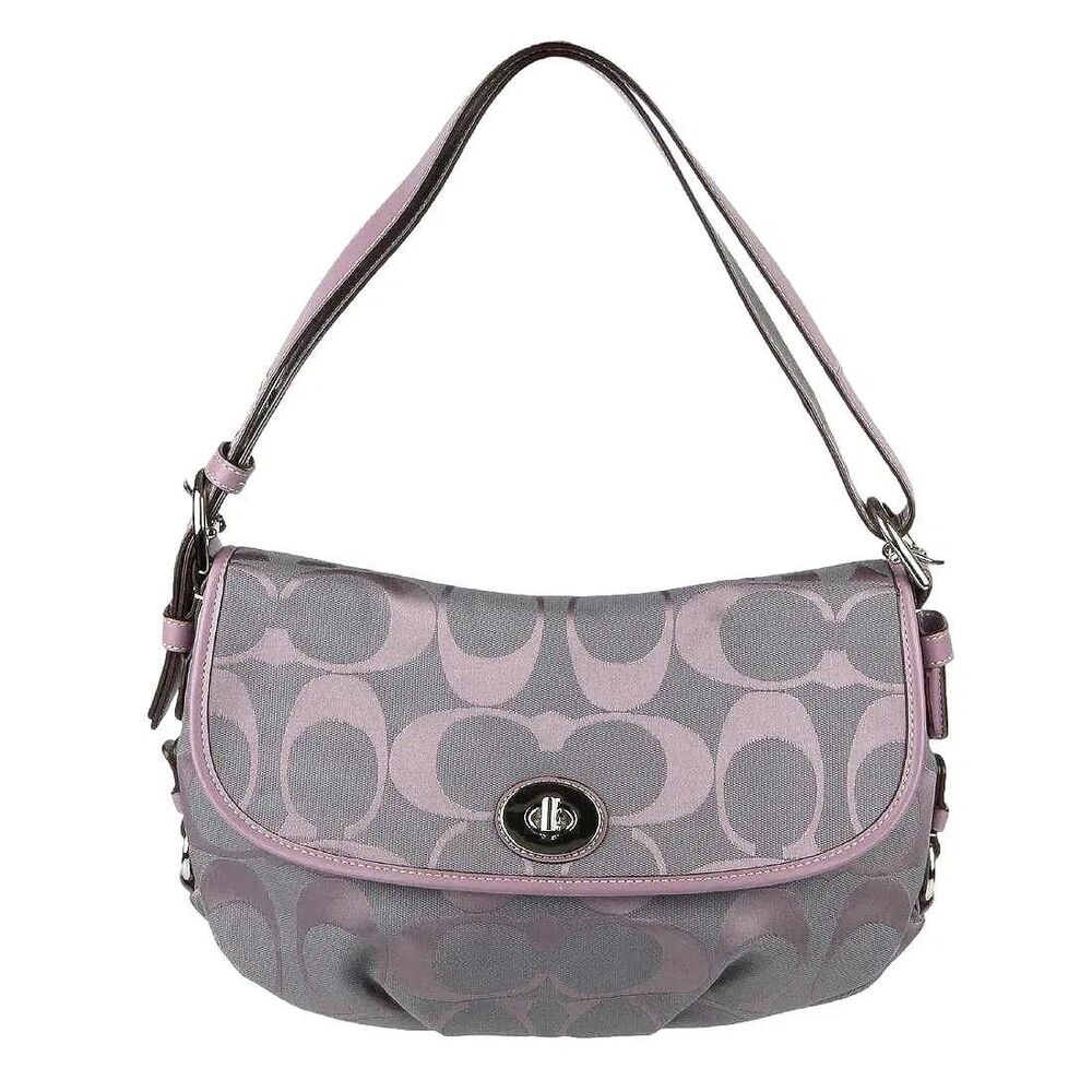 Genuine Canvas Coach Handbag - Lilac Purple with COA